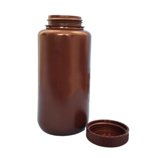 1 Liter Weithalsflasche BRAUN HDPE, rund, inkl. Verschluss
