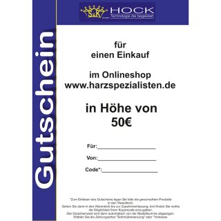 Wertgutschein für Einkauf bei harzspezialisten.de Gutschein 50 Euro