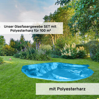 GFK Teichset Polyester bis 100 m² inkl. Deckschichtharz in RAL 5015 himmelblau