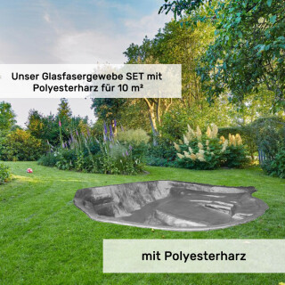 GFK Teichset Polyester bis 10 m² inkl. Deckschichtharz Wunschfarbe RAL KAT 2