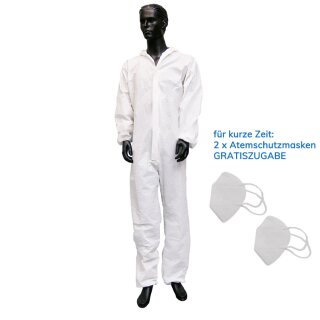 Schutzanzug inkl. 2 FFP2 Schutzmasken Set Größe XL