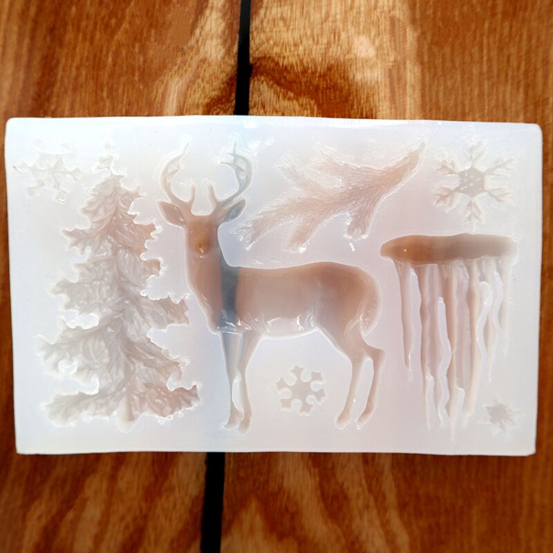 Silikonform Weihnachten mit Rentier, Baum, Eiszapfen uvm