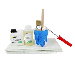 SET Reparaturset 1,5 kg Epoxidharz 2 m² GFK Matte 300g/m²  GFK Reparatur Set + Zubehör