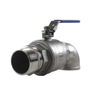 Edelstahl Auslaufhahn 2 Zoll auf Auslauf 2 Zoll - montiert, abgedichtet