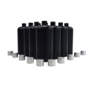 SET 10 Stk. Kunststoff HDPE Flasche schwarz, je 500 ml mit grauem Verschluss