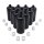SET 10 Stk. Kunststoff HDPE Flasche schwarz, je 500 ml mit grauem Verschluss